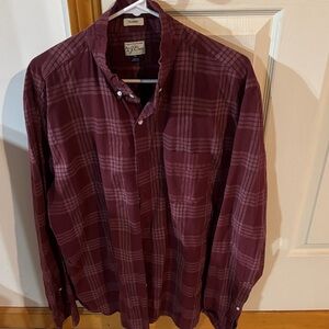 J. Crew Men's Burgundy Checkered Shirt